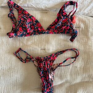 Maaji Pink & Navy Animal Print Bikini Top
